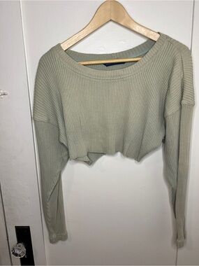 Seattle Gear Ribbed Crewneck Top in Light Sage